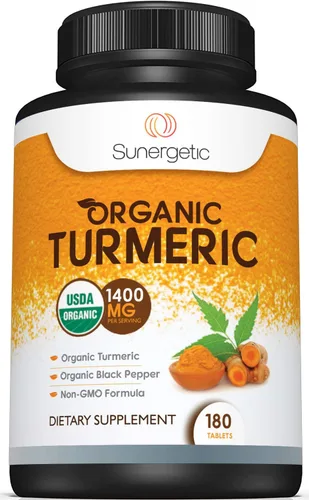 Miniatura 9 de Suplemento de cúrcuma orgánico certificado por USDA, incluye cúrcuma orgánica y pimienta negra orgánica, 1,400 mg de cúrcuma por porción, 60