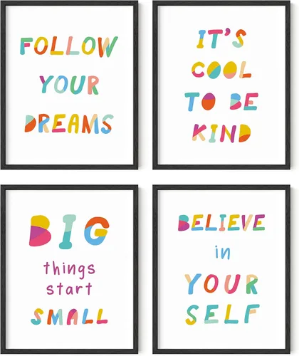 HAUS AND HUES Citas inspiradoras para niños (marco negro, motivacional, 8L x 10W)