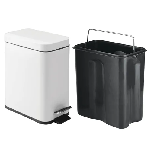 Miniatura 5 de mDesign - Cubo de basura rectangular de acero, pequeño, de pedal, 5 litros, para baño, tocador, recámara, cocina, sala de manualidades, oficina