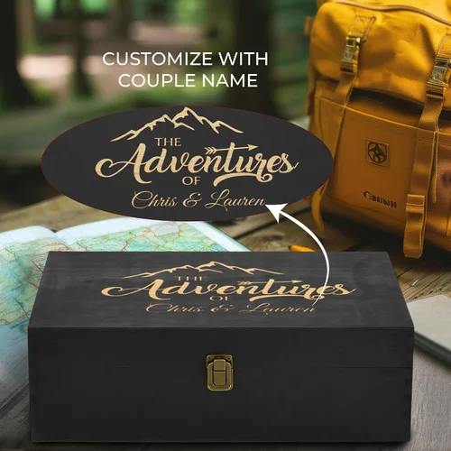 Miniatura 6 de Caja de Recuerdos de Madera Personalizada con Grabado Personalizado Caja de Memoria de Aventura para Parejas Recuerdos de Viaje Fotos Cartas - Cajas