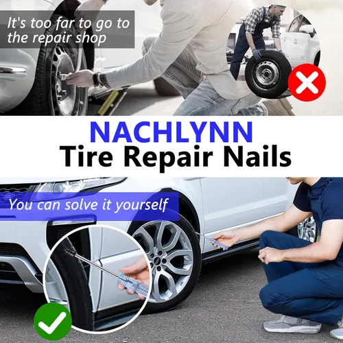 Miniatura 5 de NACHLYNN 30 piezas de clavos de reparación de neumáticos con tornillos autoperforantes de goma, herramienta rápida de reparación de neumáticos