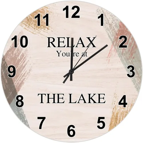 Miniatura 35 de UFunhome Reloj de pared de granja Lake Relax You're at The Lake Silent Non-Ticking Vintage Country reloj de grano de madera a pilas para el hogar