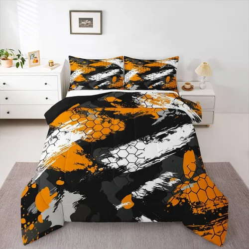 Miniatura 27 de Juego de edredón de camuflaje para niños, tamaño individual, para niños y niñas, juego de ropa de cama ligero con estampado de camuflaje militar
