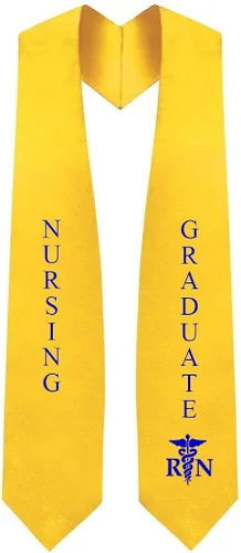 Clase de estola de graduación de enfermería, longitud y ancho se adapta a todos los tipos de cuerpo, dorado, enfermería bordada y posgrado, estolas