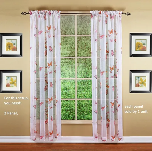 Miniatura 8 de Today's Curtain Panel semitransparente con estampado de mariposas, 63", azul, 54W x 63L