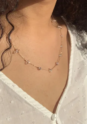 Miniatura 2 de JURYLOO Gargantilla con cuentas, hecha a mano, gargantilla de piedra de cristal curativo, collares de piedras preciosas bohemias, collares dorados