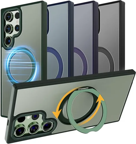 Miniatura 9 de MAGIC JOHN Funda magnética para Samsung Galaxy S22 Ultra [compatible con Magsafe] [con soporte de metal magnético giratorio de 360°]