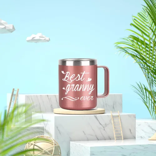 Miniatura 2 de Regalos para el Día de la Madre para la abuela – Taza aislada de acero inoxidable con asa, taza de 12 onzas para cumpleaños de nieta, nieto, nieto