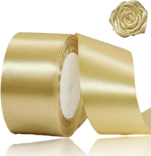 Miniatura 66 de Cinta beige de 1-1/2 pulgadas x 25 yardas, cinta de satén marfil de tela de color sólido para manualidades, coronas, fiesta de boda, Navidad, lazos