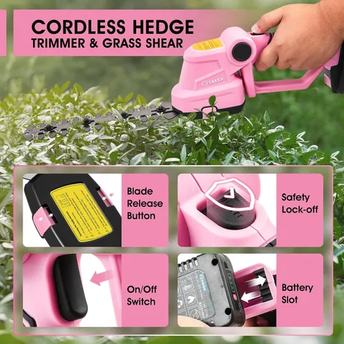 Miniatura 2 de Saker Cortacésped inalámbrico de 20V - Recortador de arbustos eléctrico, tijeras de hierba de mano, cortador de césped con 1 batería recargable