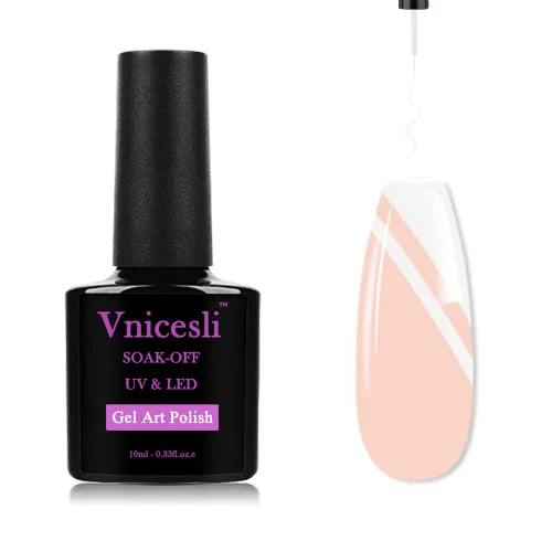 Vnicesli Esmalte de gel blanco para arte de uñas, pintura de gel para uñas en espiral, pincel fino para arte de uñas en bolígrafos de gel, pintura