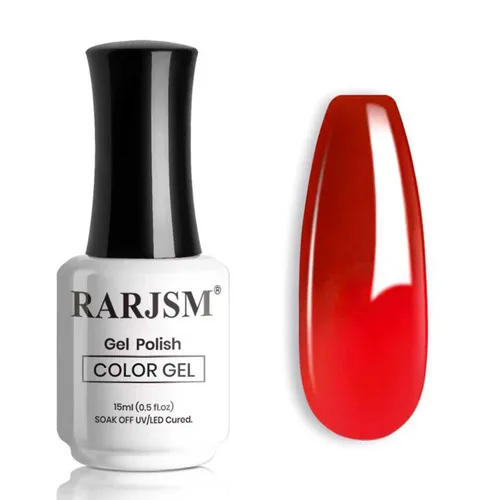 Miniatura 31 de RARJSM Esmalte de uñas en gel que cambia de color Nude Translucido Rosa a Rojo Berry, cambio de temperatura de estado de ánimo térmico, degradado