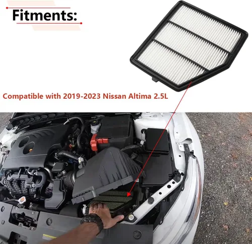 Miniatura 2 de RLB-HILON Filtro de Aire del Motor Compatible con Nissan Altima 2.5L 2019 2020 2021 2022 Año, para 165466CA0A 0421960 1433779 CA12551