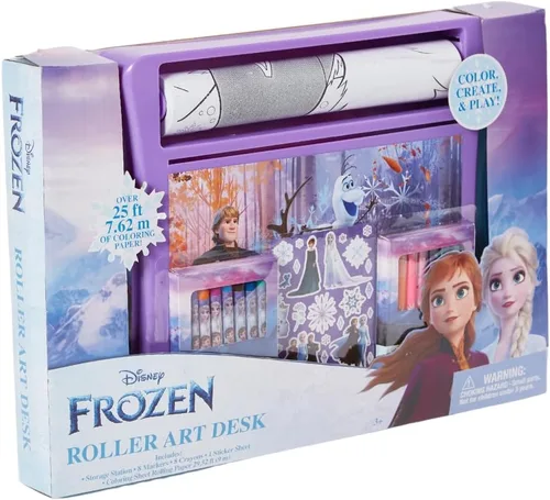 Miniatura 6 de Innovative Designs - Set de escritorio de arte con rodillos Disney Frozen para niñas y niños, actividad de colorear para viajar, con crayones
