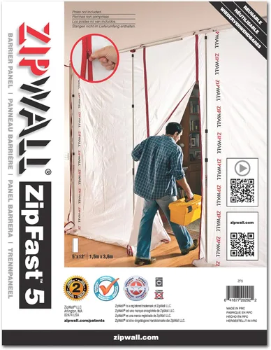 Miniatura 4 de ZipWall ZFMP ZipFast Paneles de barrera reutilizables para barreras contra el polvo, paquete múltiple