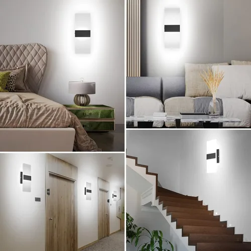 Miniatura 30 de TRLIFE Apliques de Pared LED Regulables, Aplique de Pared Moderno de 4 Temperaturas de Color 12W Luces de Pared Regulables Juego de 2 Luz Montada