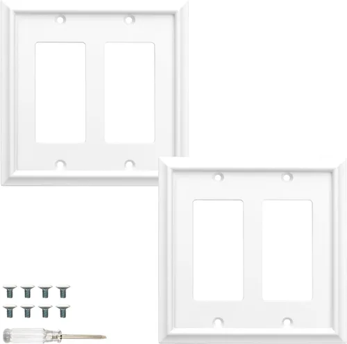Miniatura 11 de Cubiertas para Tomacorrientes Dúplex de Pared, Cubierta Clásica para Interruptor de Luz Blanco – Placa de Cubierta de Tomacorriente Eléctrico