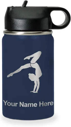 Miniatura 17 de LaserGram Botella de agua personalizada, soporte de mano de gimnasta, acero inoxidable de doble pared aislada al vacío con popote superior, regalo