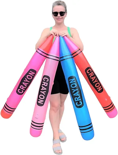 Zugar Land Enormes crayones inflables coloridos de 42 pulgadas (juego de 4 colores) de tamaño gigante, decoración inflable para fiesta de cumpleaños