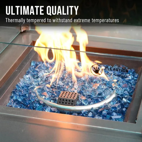Miniatura 4 de Skyflame Vidrio de fuego de alto brillo de 10 libras para hoyo de fuego, chimenea y paisajismo (1/2 pulgada, azul aguamarina)
