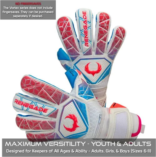 Miniatura 2 de Renegade GK Vortex - Guantes de portero con protector microbiano (tallas 6-11, 3 estilos, nivel 3) Hyper Grip de 3.5+0.118 in y súper malla