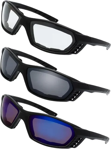 Miniatura 23 de Gafas de Motocicleta con Marco Acolchado y Lentes que Bloquean 100% UVB/UVB para Actividades al Aire Libre y Deportes 5-negro mate