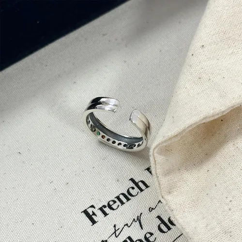 Miniatura 247 de Anillo de plata de ley 925, minimalista, ajustable, hecho a mano, para mujeres y niñas