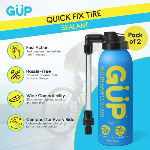 Miniatura 3 de G U P (GÜP Kwiki) Sellador e inflador de neumáticos de fijación rápida; para bicicleta de montaña, carretera, ciclocross, grava; sella y reparación