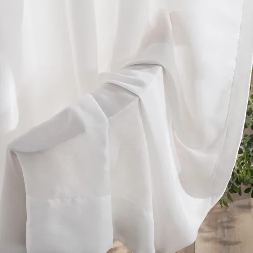 Miniatura 3 de Cortinas semitraslúcidas blancas para ventana con plisado de pellizco de 120 pulgadas de largo, 2 paneles, de terciopelo de lujo con toque suave