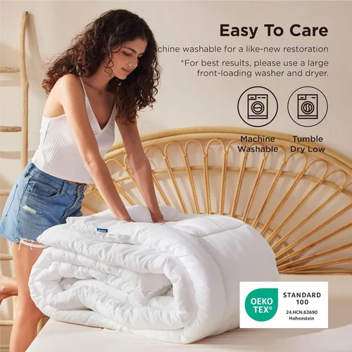Miniatura 239 de Bedsure Relleno de edredón – Edredones acolchados tamaño King, edredón para todas las estaciones, ropa de cama alternativa de plumón suave, con 8