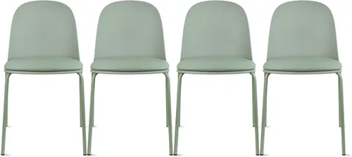 Miniatura 30 de 2xhome Silla de comedor moderna apilable sin brazos Asiento de plástico con patas de metal Uso en interiores o exteriores Patio de cocina