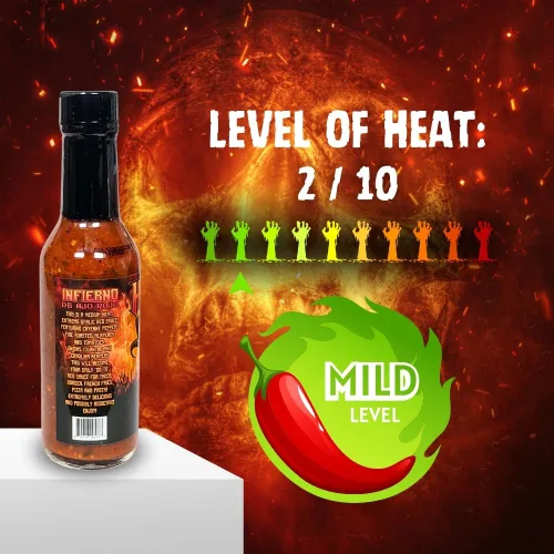 Miniatura 3 de Hellfire Hot Sauce Infierno De Ajo Rojo - Salsa picante gourmet de salsa roja con ajo y pimientos Carolina Reaper, 5 onzas