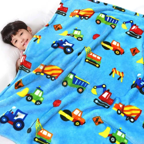 Miniatura 24 de Lukeight Manta de Excavadora para Niños Pequeños Regalos para Niños y Niñas, Manta de Tractor de Felpa para Niños, Manta Gruesa y Cálida para Niños
