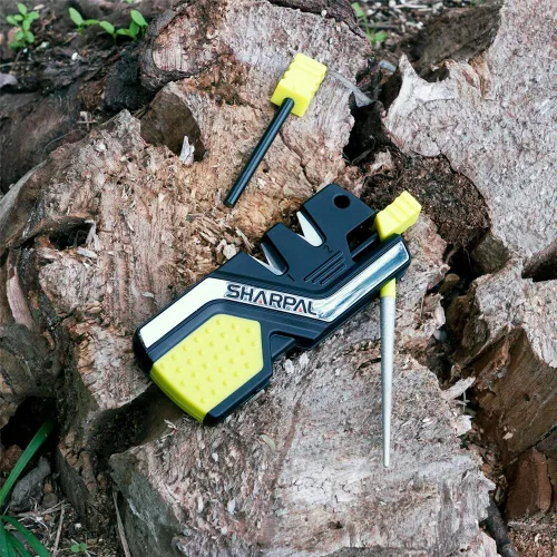 Miniatura 2 de SHARPAL 101N-G - Afilador de cuchillos de bolsillo de cocina, herramienta de supervivencia para campamento con 2 arrancadores de fuego, barra