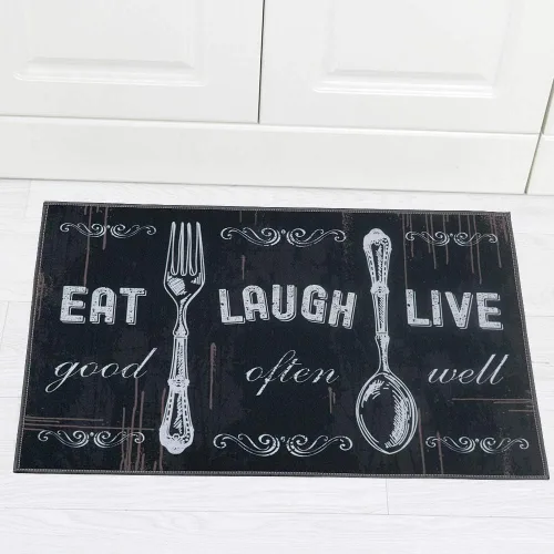 Miniatura 4 de Juego de 2 alfombras de cocina de 17 x 48 pulgadas + 17 x 24 pulgadas, tapetes antideslizantes lavables para suelo de cocina, 2 tapetes cómodos