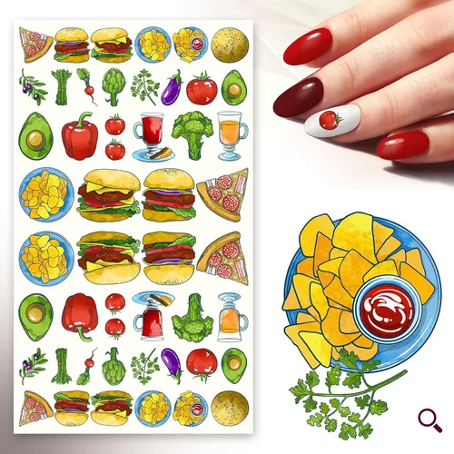 Miniatura 13 de Calcomanías de uñas (5 hojas) FLONZNAIL Sweet Night Coctail Dinner Decoración de uñas