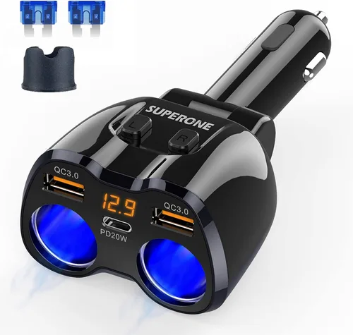 Miniatura 9 de 【Actualizado 2025】Divisor de Encendedor de Cigarrillos, Adaptador de Encendedor de Cigarrillos SUPERONE de 180W con 2 Toma y Cargador de Coche USB C