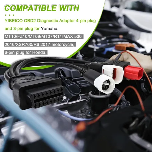 Miniatura 5 de Cable adaptador de diagnóstico 3 en 1 OBD2 3 pin+4 pines+6 pines a 16 pines múltiples seleccione conector de diagnóstico apto para Yamaha Kline