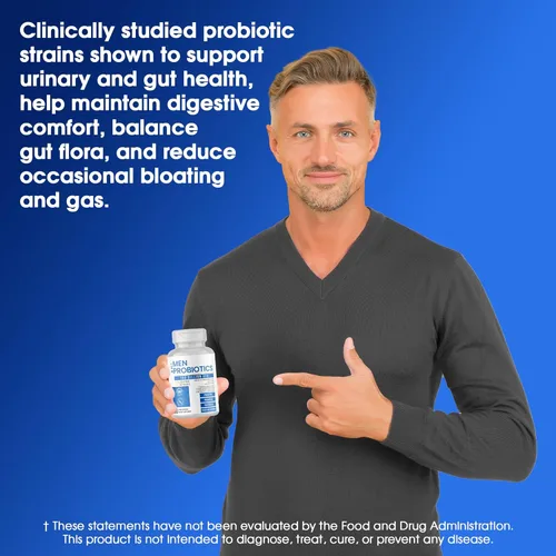 Miniatura 4 de Probióticos para hombres – 150 mil millones de UFC Acidophilus cápsulas con prebióticos y postbióticos – Apoya el microbioma intestinal, el colon