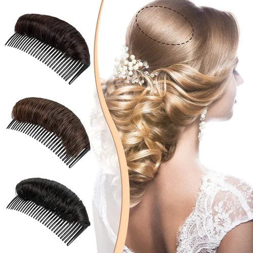Miniatura 6 de WILLBOND 3 pinzas invisibles para el pelo falso, almohadilla aumentada, base de cabello de volumen esponjoso, herramienta de inserción