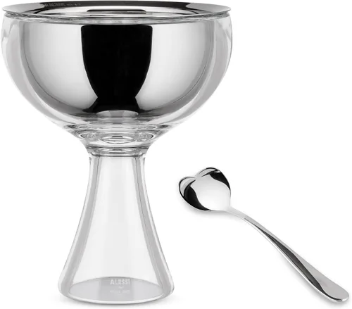 Miniatura 6 de Alessi AMMI01S AZ Big Love - Juego de helados de diseño, cuenco en acero inoxidable 18/10 y resina termoplástica, color azul y cuchara de acero