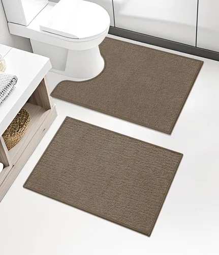 Miniatura 13 de Chakme Juego de 2 alfombras de baño ultrafinas, absorbentes, antideslizantes, lavables a máquina, color negro, 17 x 24 pulgadas / 17 x 30 pulgadas