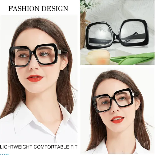 Miniatura 2 de MARE AZZURO Gafas de lectura de gran tamaño para mujer, de moda, cuadrados, para lectores 1.0, 1.25, 1.5, 1.75, 2.0, 2.25, 2.5, 2.75, 3.0, 3.5, 4.0