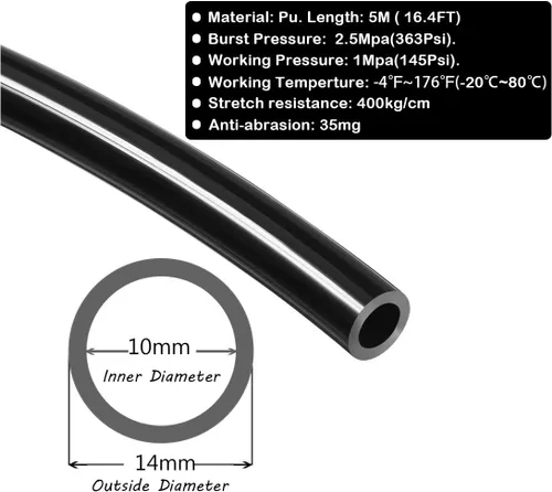 Miniatura 2 de Beduan 4mm x 2.5mm Manguera Neumática Tubo de Tubería PU Poliuretano Compresor de Aire Tubo de Manguera Tubo de Línea de Transferencia de Fluido 10