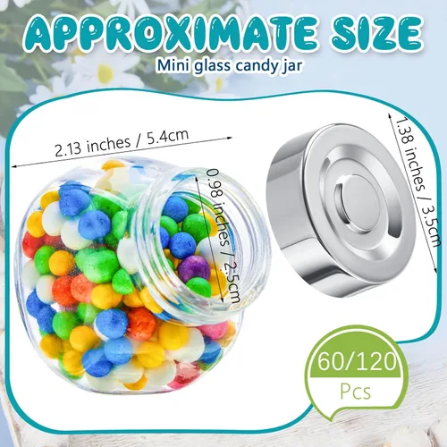 Miniatura 2 de Umigy 60 mini tarros de vidrio con tapas de 1.7 onzas, pequeños recipientes de vidrio con tapas para regalos de fiesta, regalos de boda, especias
