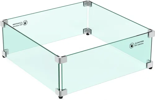 Miniatura 10 de Skyflame Protector de viento de vidrio para hoguera, cuadrado de 18 x 18 x 6 pulgadas, protector de llama de vidrio templado, juego de parabrisas