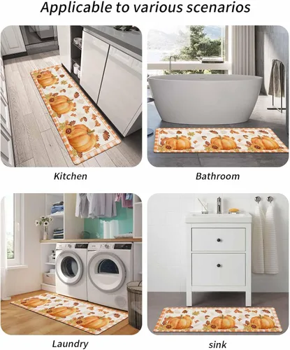Miniatura 6 de Tapete de baño de calabaza a cuadros para bañera, antideslizante, de secado rápido y absorbente, de tierra de diatomeas, fregadero de cocina
