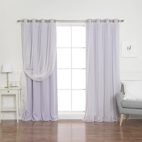 Miniatura 52 de Best Home Fashion Mix and Match - Juego de 4 cortinas de tul transparente y opacas, con ojales de acero inoxidable y níquel Rosa empolvado