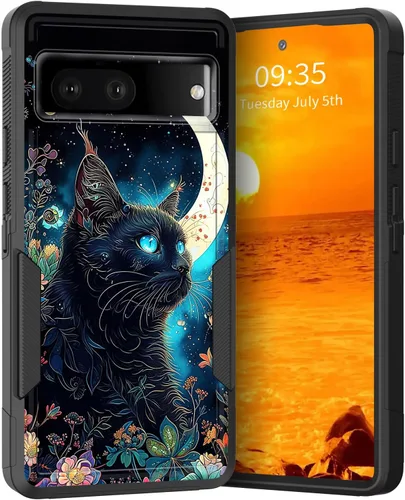 Miniatura 160 de Funda para Pixel 6A, Híbrida de Doble Capa de Servicio Pesado Resistente a Prueba de Golpes PC Duro + Funda Protectora de Silicona Suave para Google