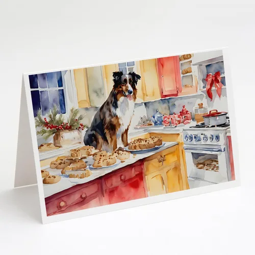 Miniatura 22 de Caroline's Treasures DAC3884GCA7P Paquete de 8 tarjetas en blanco de Navidad con galletas de husky siberiano Tarjetas de felicitación con sobres